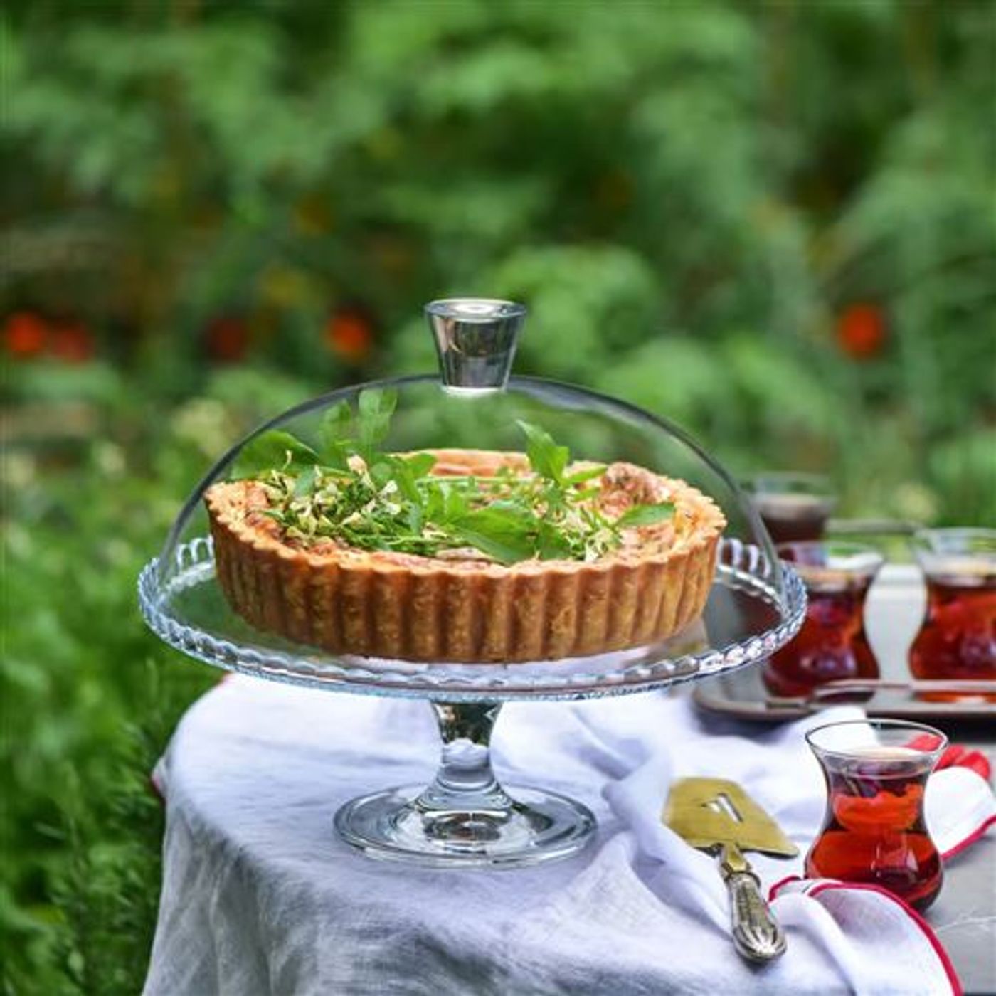 Plat à gâteau + cloche H 28 cm